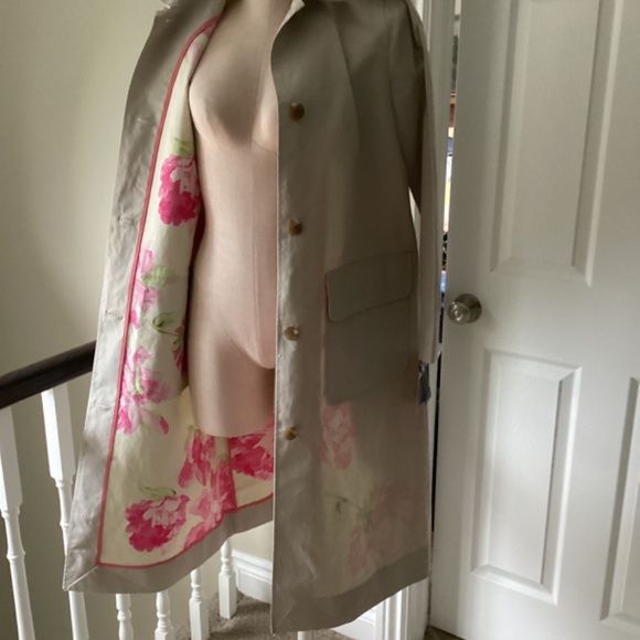 Liz Claiborne Taupe Long Rain Coat - Picture 7 of 9
